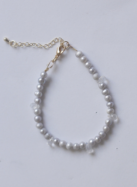 诞生石灰珍珠月光石红宝石手链