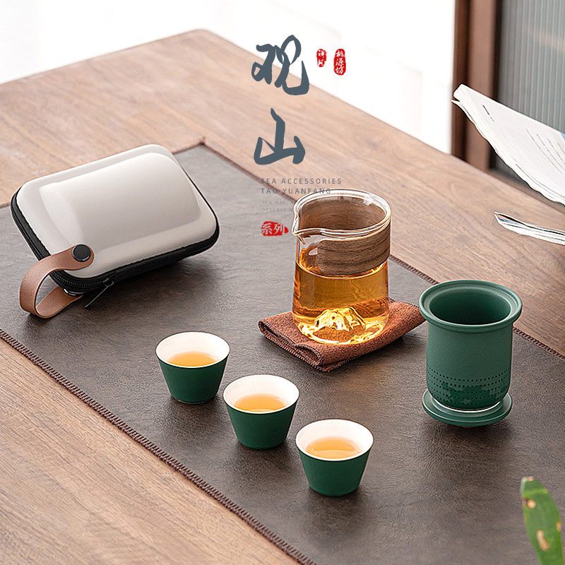 旅行新款简约茶具玻璃便携式2024套装快客杯户外旅游功夫茶壶小套-图1