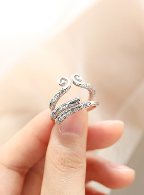 【巷南】925纯银爱你一万年对戒男女一对紧箍咒金箍棒情侣戒指