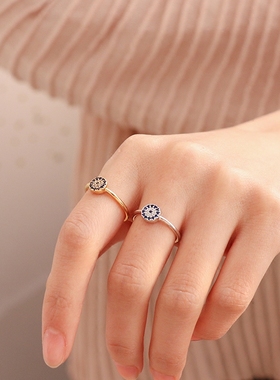 纯银恶魔之眼小巧土耳其饰品戒指