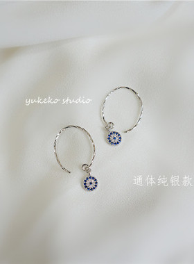 恶魔之眼纯银韩国复古耳饰品