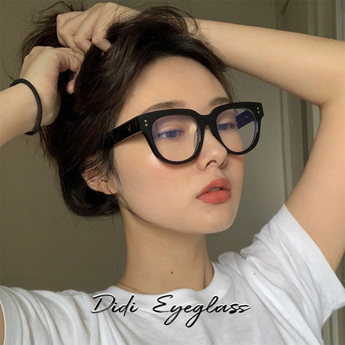 复古gm黑框眼镜近视女防蓝光眼镜框素颜神器韩版潮镜架大圆脸显瘦 - 图2