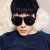 Pilot-style men's polarized sunglasses Korean version large round frame toad glasses showing face small UV protection sunglasses