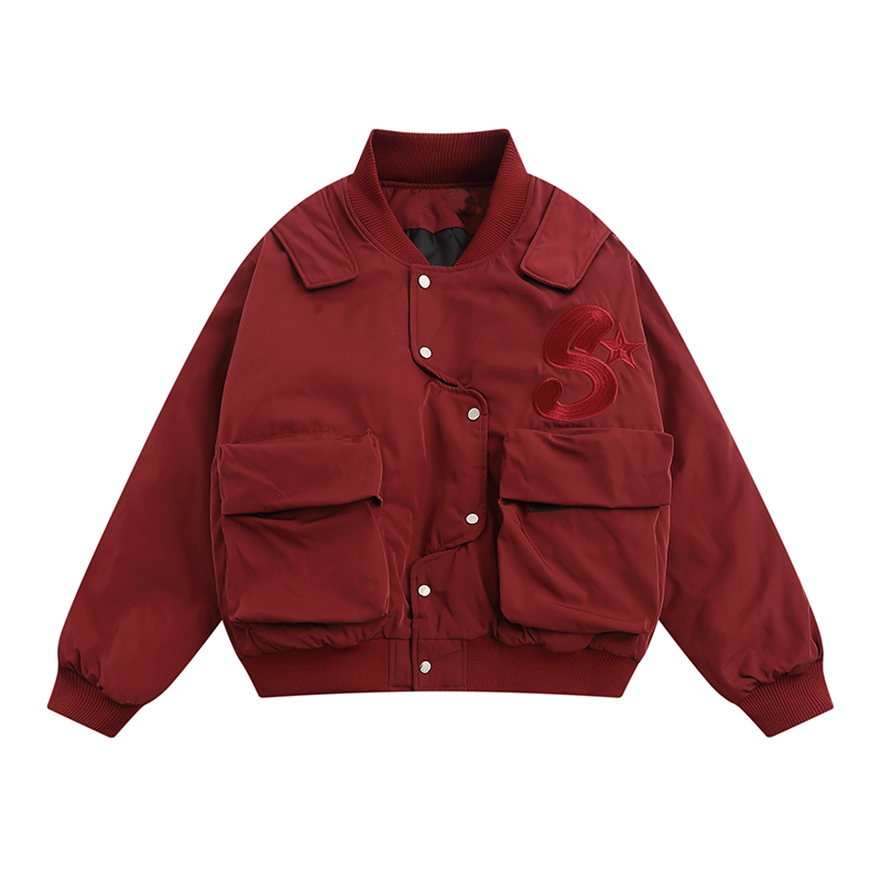 NECOYEP2025美式复古不规则飞行员棒球服外套男休闲工装棉衣夹克 - 图3