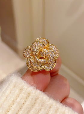 法式小香风满钻玫瑰花刺马针