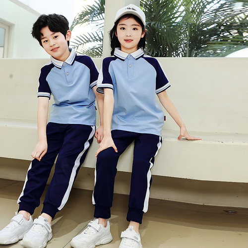 幼儿园班服夏装纯棉短袖长裤运动服中小学生校服夏季速干中裤套装 - 图0