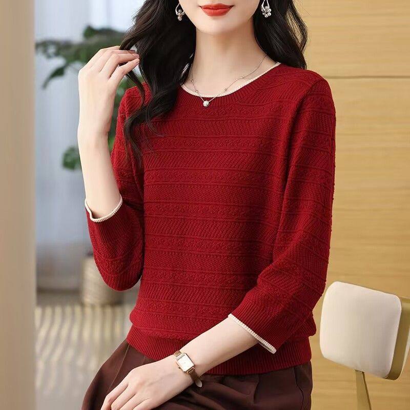 妈妈春秋装七分中袖针织衫T恤女新款宽松显瘦洋气薄款打底上衣潮,淘宝优惠券,粉丝福利购,淘宝优惠卷