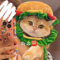 Kitty hamburger hat cute headgear burger Item Circle Freak Neck Collar Elizabeth Circle Puppy Pets Pets Changing Caps