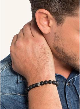 代购thomas sabo女士手链简约精致优雅现代黑色925银圆形珠子