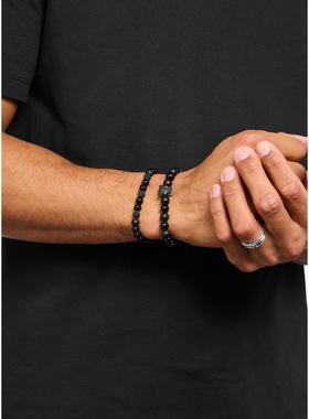 代购thomas sabo女士手链优雅精致时尚简约黑色925银光泽表面