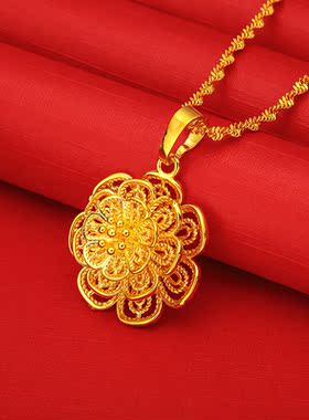 合金水波链女大花朵吊坠越