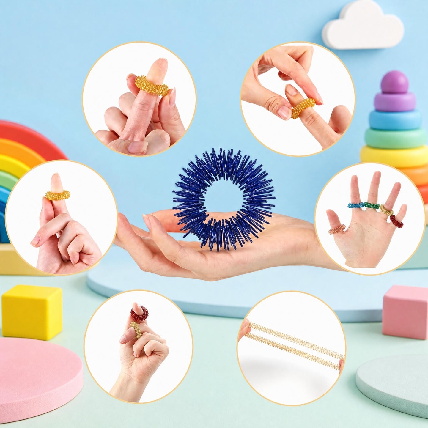 Mini finger massage ring relieves fatigue