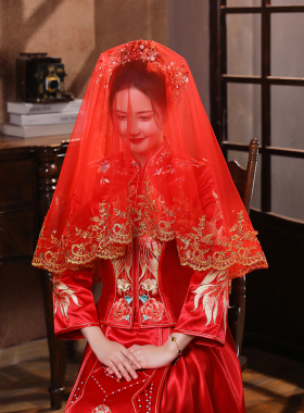 红盖头新娘结婚盖头红色头纱秀禾高级头巾婚礼纱巾高档新娘子2026