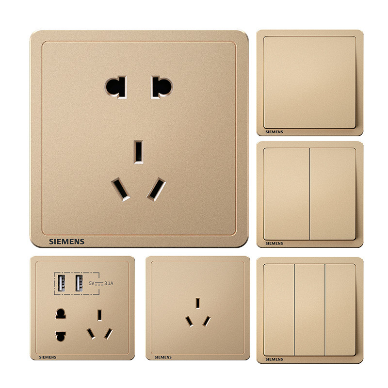 西门子开关插座致典日耀金家用面板 西门子立尊泰业电源插座