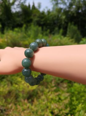 天然满色缅甸翡翠货冰润满色手串手链圆珠13.5mm15颗