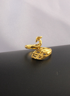 毛线钩针带线神器复古孔雀指环钩织指环开口编织工具立体diy手工