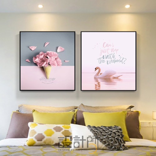 卧室装饰画北欧主卧床头画房间壁画墙画现代简约酒店宾馆客房挂画 - 图2