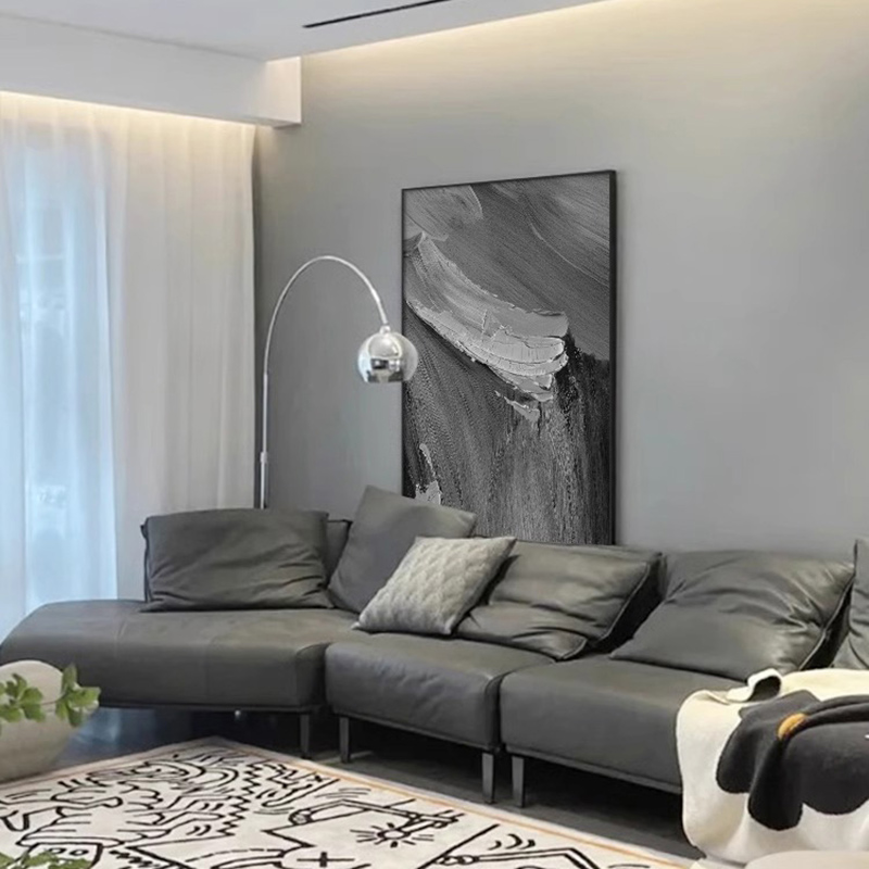 2024新款黑白抽象装饰画客厅画沙发背景画落地画玄关走廊过道挂画