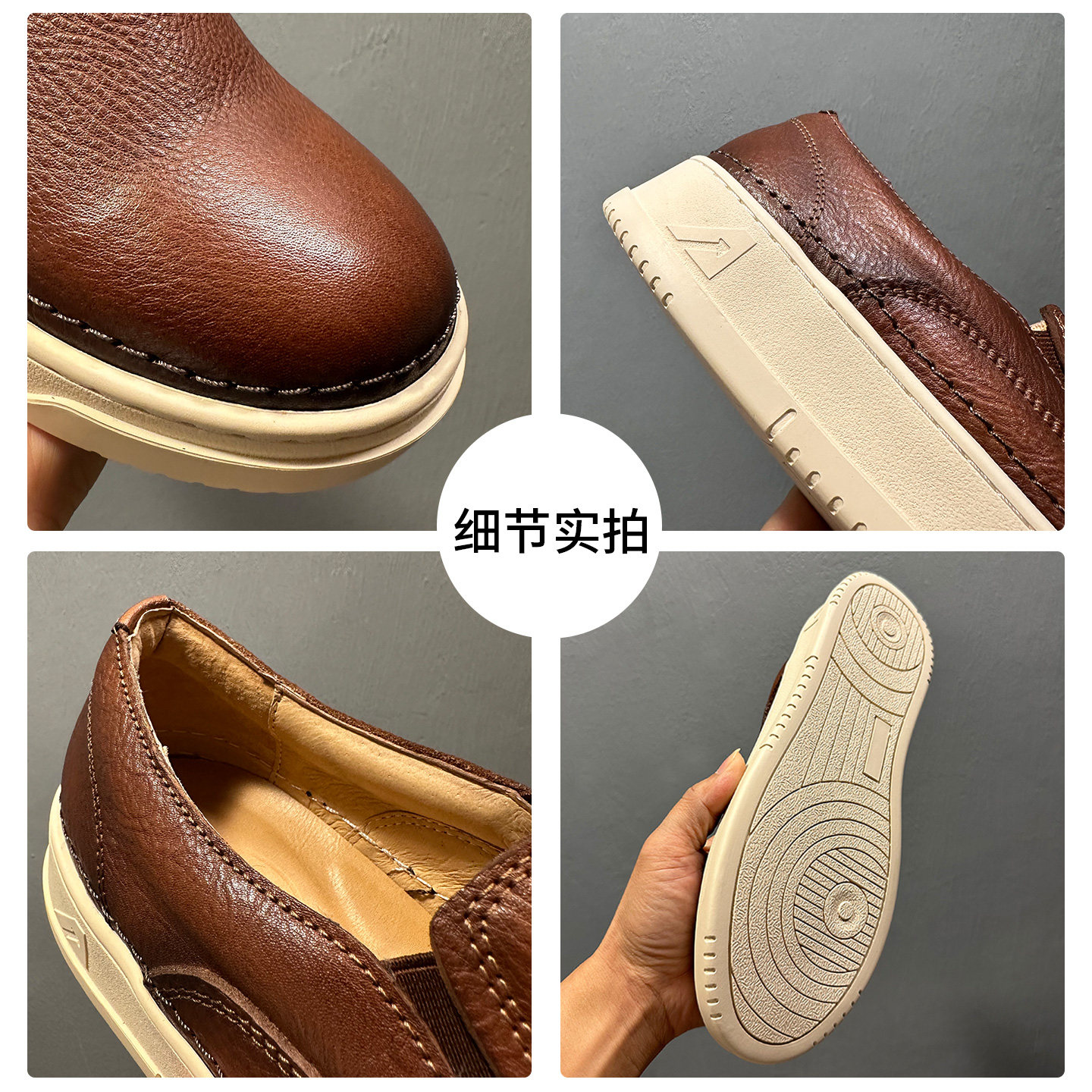 钦宏酷奇高端真皮豆豆鞋男2025新款一脚蹬乐福鞋复古休闲皮鞋软底,淘宝优惠券,粉丝福利购,淘宝优惠卷