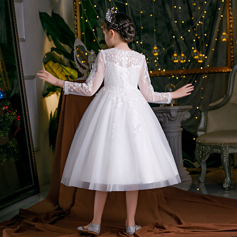 女童春秋洋气公主裙儿童婚纱演出服 佐曼琳连衣裙