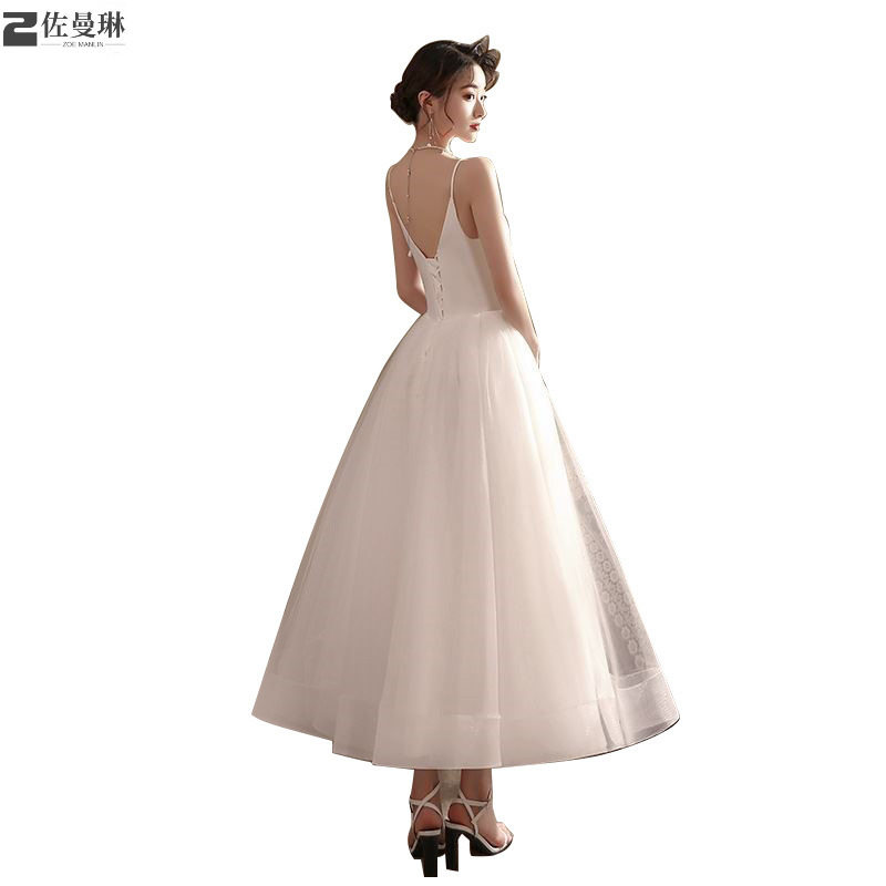 吊带领证小白裙2021新款婚纱小礼服 佐曼琳连衣裙