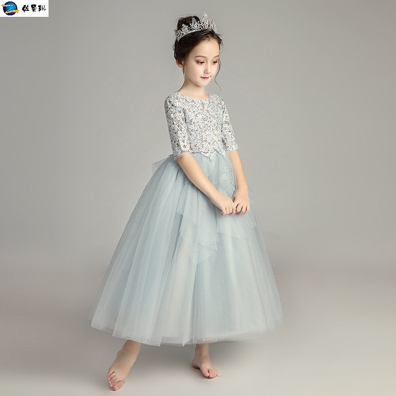 小主持公主裙长袖花童婚纱演出服 佐曼琳连衣裙