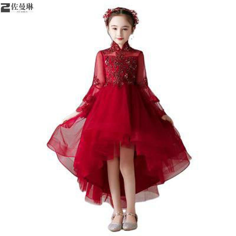花童长袖儿童婚纱女孩生日演出服 佐曼琳连衣裙