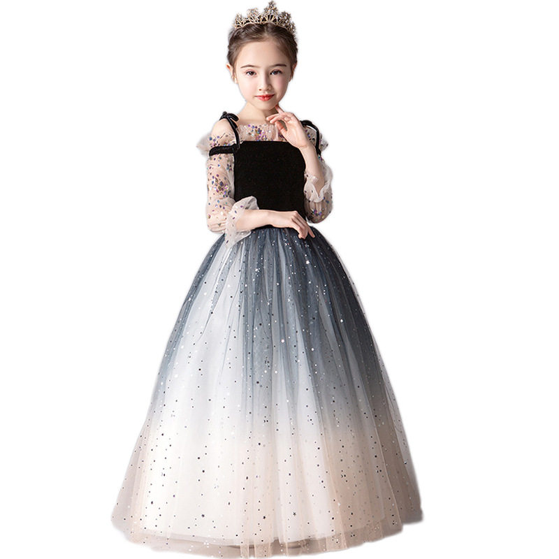 女童主持走秀钢琴花童儿童演出服 佐曼琳连衣裙