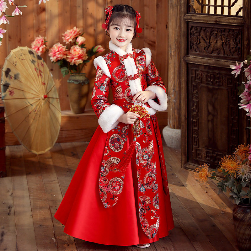 儿童唐装旗袍古装加厚女童公主裙子 佐曼琳连衣裙