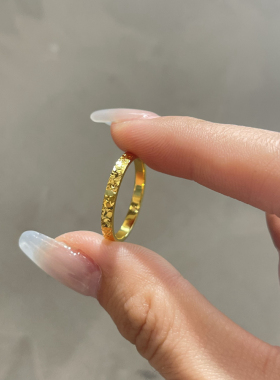 古法沙金碎冰冰闭口戒指指环