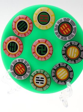 12公分单面七彩五行太极后天八卦补角盘房屋室内摆件黄铜工艺文创