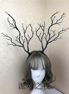 圣诞鹿角发箍少女森系头饰直播