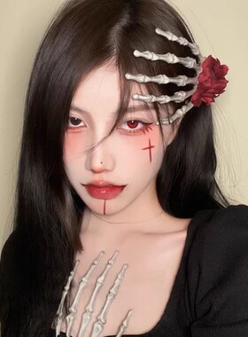 发夹黑暗系万圣节骷髅