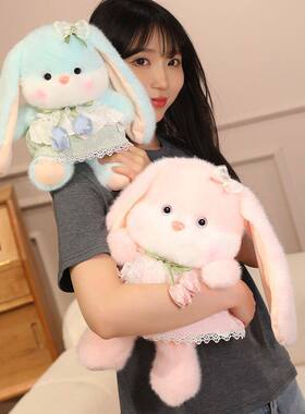 甜美可爱春天兔安抚毛绒公仔摆件