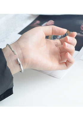 手环不规则开口纯银简约百搭