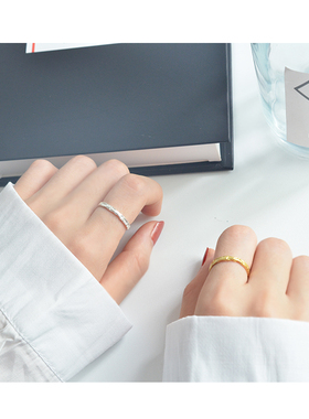 s925纯银极简金箔百搭女显白戒指
