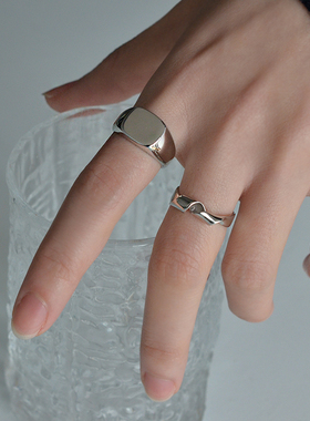 无怯女纯银宽面光身超吸睛戒指