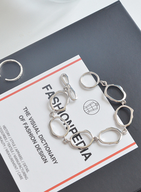 无怯纯银重工不规则in女韩版手链