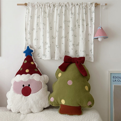 ins可爱仿羊绒圣诞树老人抱枕客厅沙发飘窗氛围感装饰靠枕靠垫 - 图1