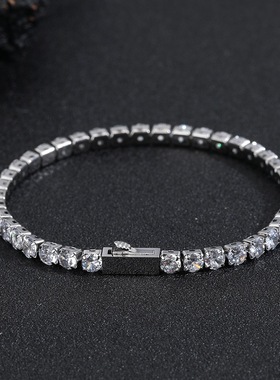 超闪爆款弹簧扣钛钢锆石手链