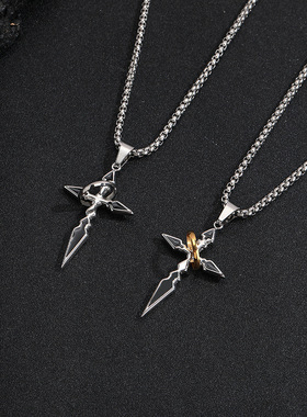 男士潮牌百搭十字架钛钢锁骨链