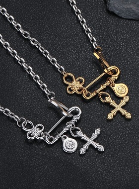 美式嘻哈风十字花项链