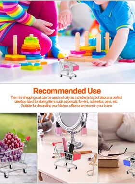 Mini Supermarket Shopping Trolley Cart Desktop Model Childre