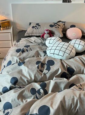 Mickey Mouse Bedding Set Kid Single Double King Size Flat Sh