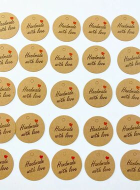 100pcs Round Kraft Paper Gift Tags Baking Printed Tag Celebr