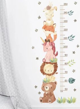 3Pcs Cute Unicorn Animals Height Measurement Wall Stickers f