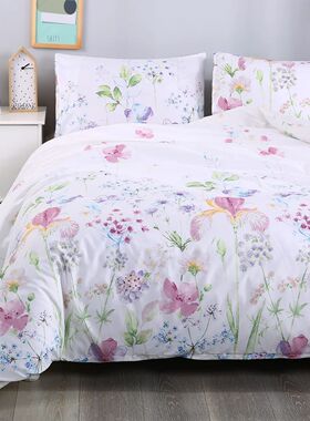Floral Bedding Set Classic Modern Duvet ver And Pillowcase C