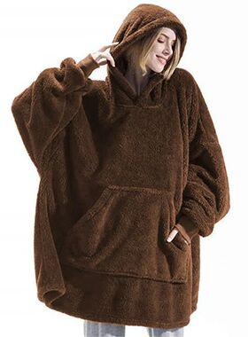 Winter Comfortable Loose Double-faced Fleece Hoodie Blanket