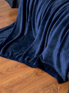 Winter Flannel Blankets For Beds 230Gsm Solid Blue Soft Warm