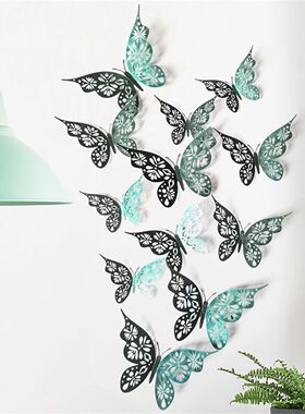 12pcs 3d Hollow Butterfly Wall Sticker Diy Home Decoration W